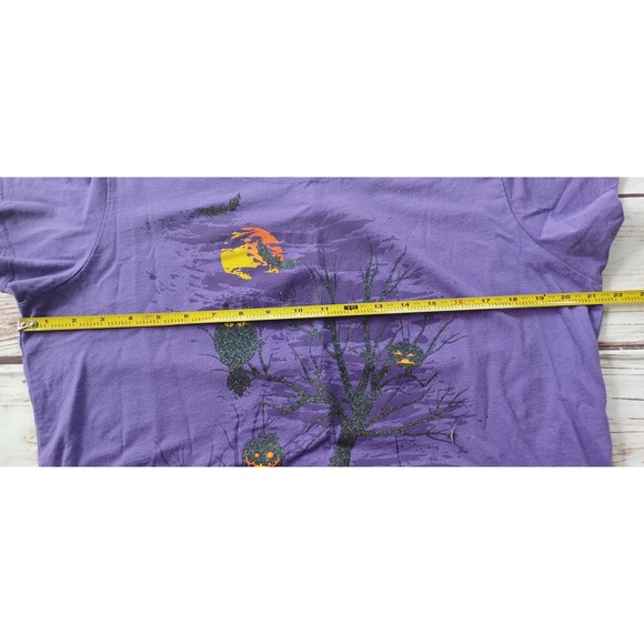 Purple Halloween Glitter Owl Graphic Tee Shirt XL 16-18 - Picture 6 of 8